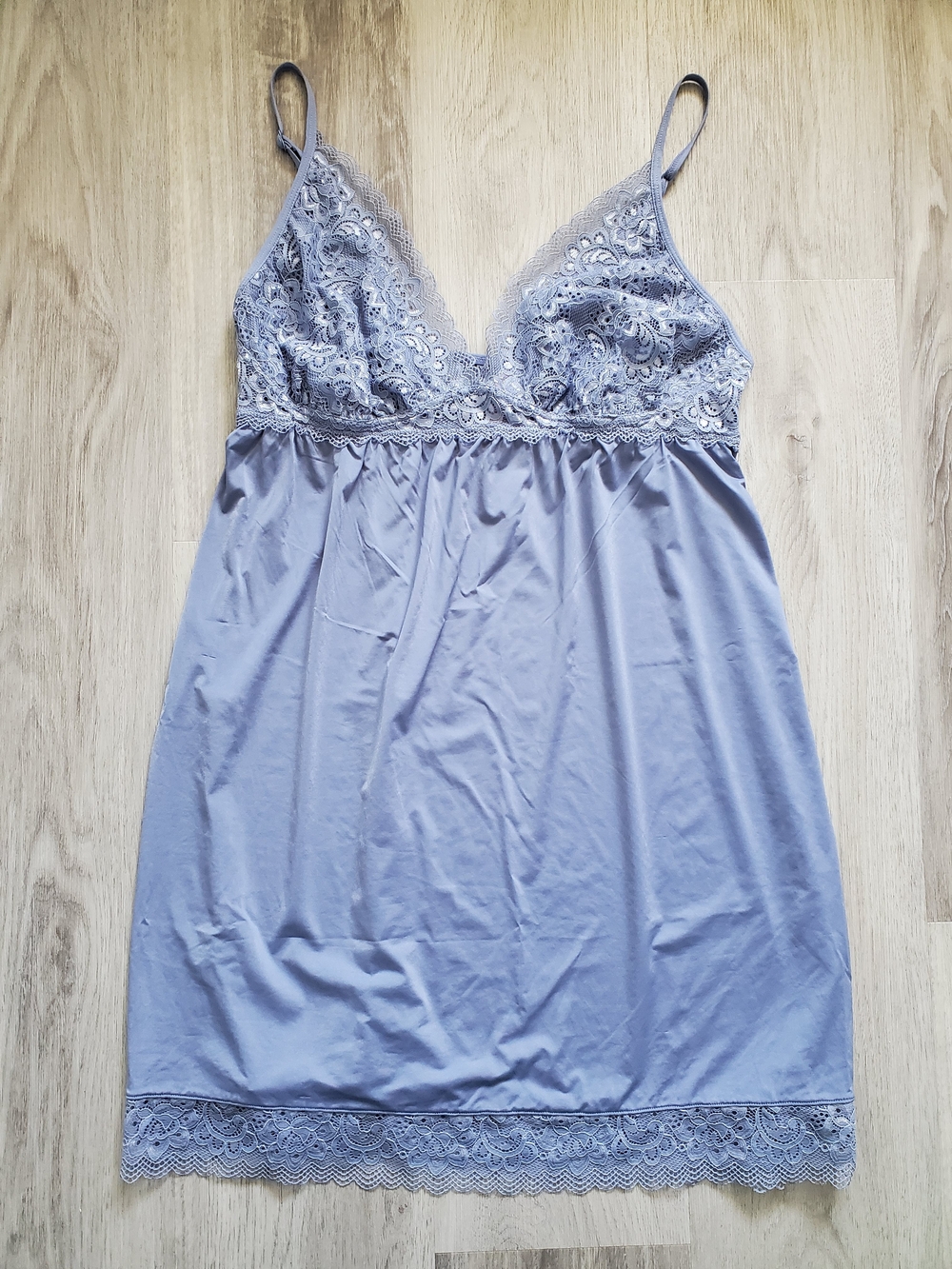 🍀2/$30🍀 Dusty Blue Lace Bust Super Soft Nightie - La Vie En Rose - L